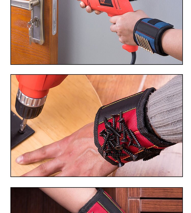 1pc magnetische polsbandjes, handwikkels, gereedschapstas, verstelbare elektriciens pols, schroeven, spijkers, boorhouder, riem, armband voor thuisreparaties