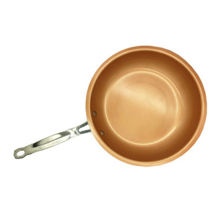 Induction cooktop round pan pressed aluminum alloy pan copper color nonstick aluminum pan: Chocolate