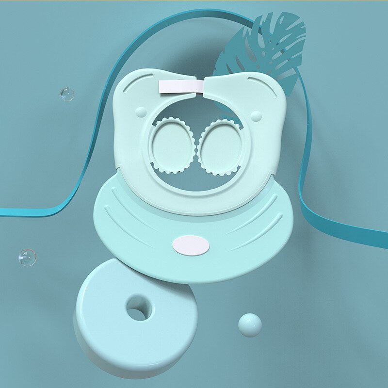 7 Colors Infant Shower Cap Visor Protective Shower Products Cap Wide Brim Ear Cover Adjustable Bath Time Safety Hat: Green