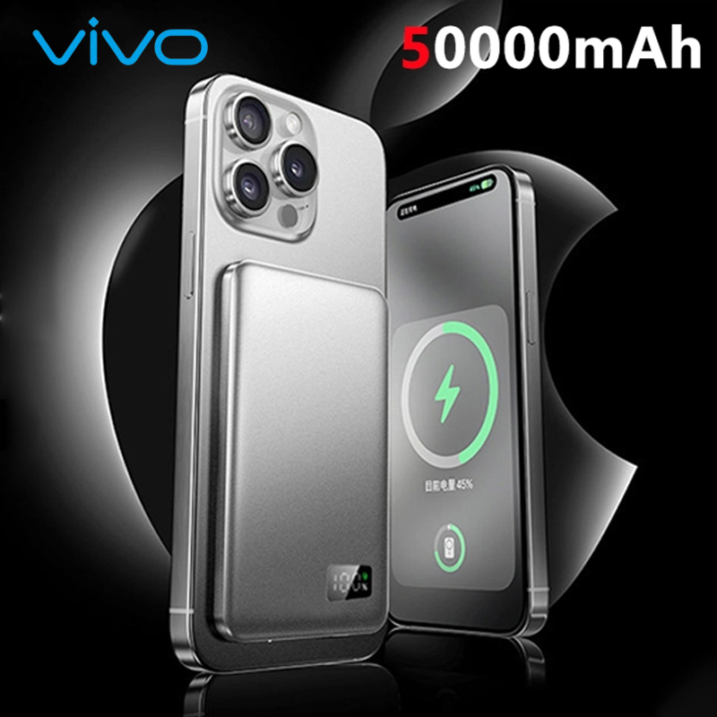 VIVO 50000mAh Ultra Thin Wireless Power Bank For MagSafe Magnetic Fast Charging Portable Battery Display CCC Certification: Orange