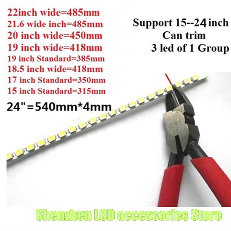 10sets/lot 24inch Adjustable led backlight kit upgrade lcd monitor to led 540MM 96LED