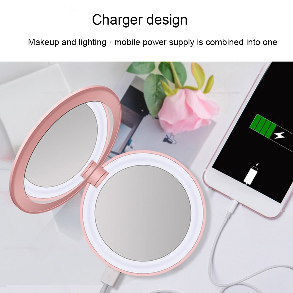 Powerbank sminkespeil med led lys oppladbart led sminkespeil 3x sminkespeil led speillys kommode sminkespeil