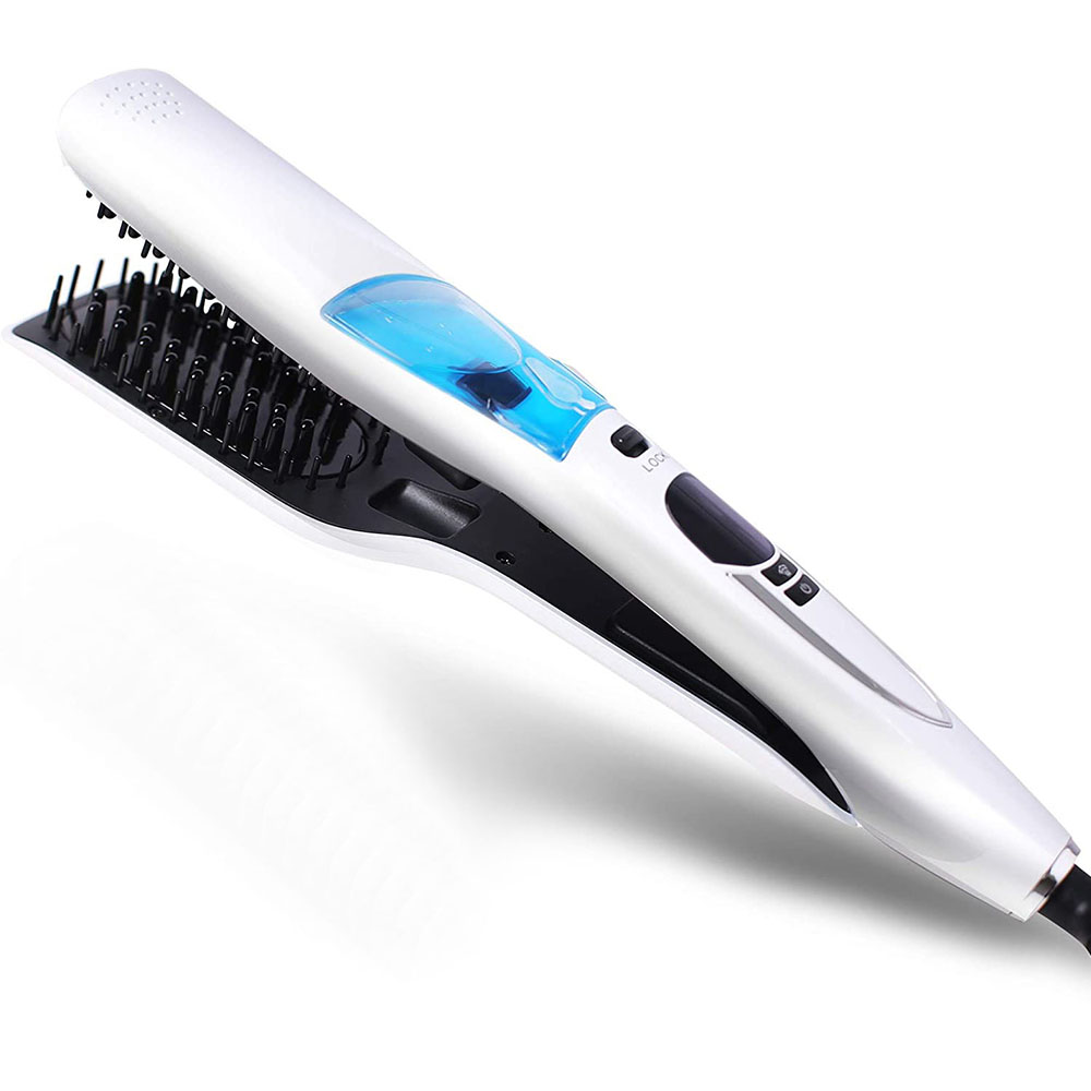Hair Straightener Steam Straightener Flat Iron Straightening Iron Brush Titanium Ceramic Hair Comb Curler