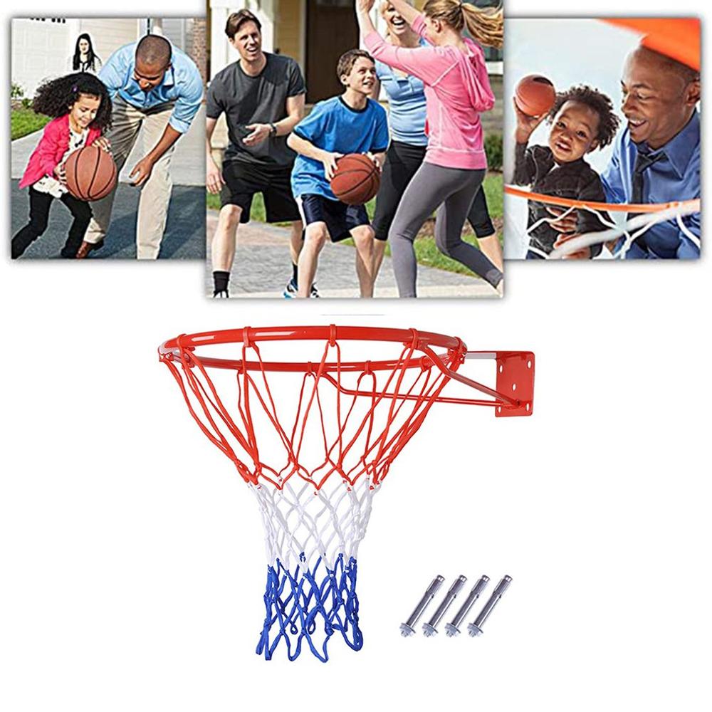 Basketball Hoop Rim with Net - 45cm Steel Rim - Durable Metal Frame - for Adults & Kids