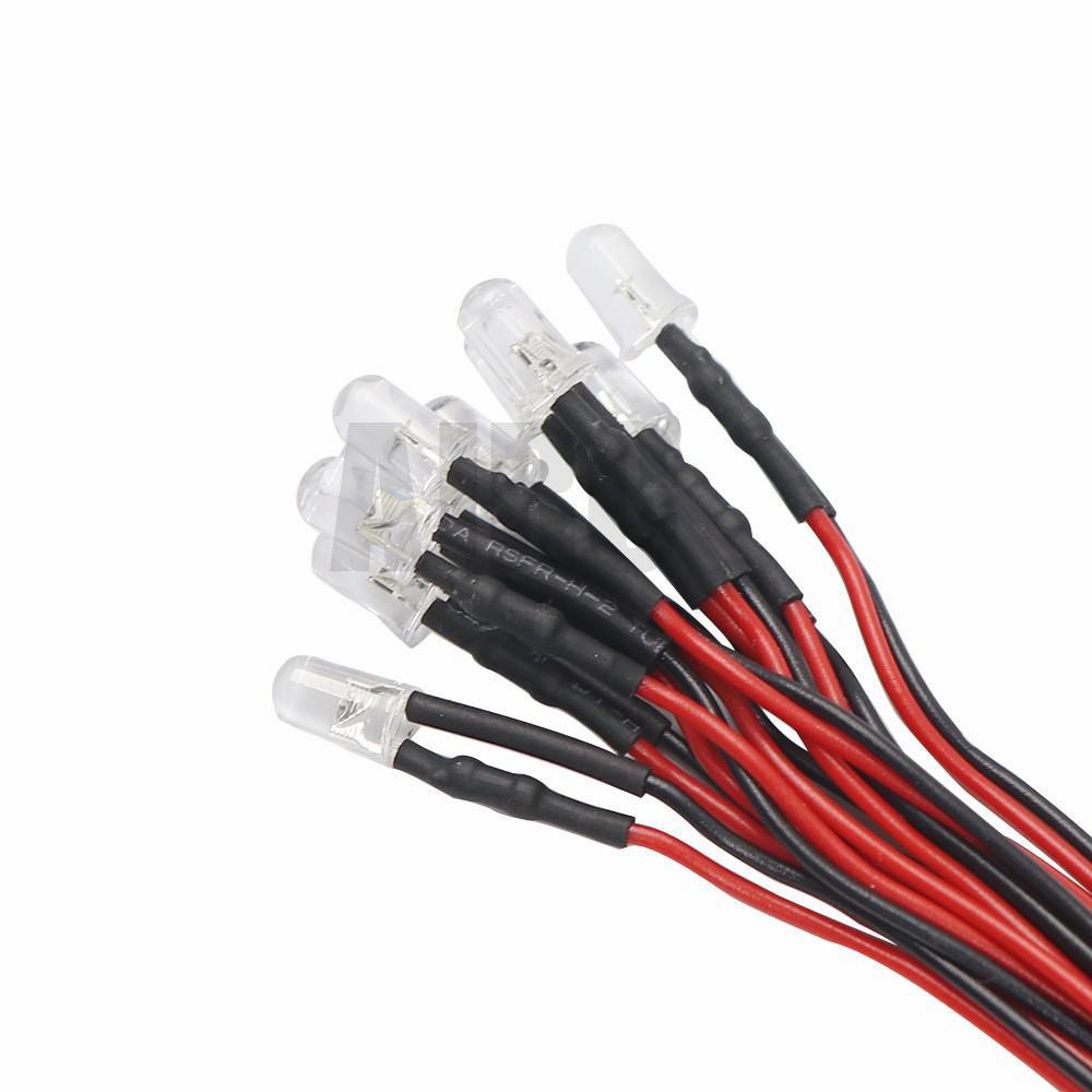 10pcs 3mm 5mm 3V-12V LED Light Red White Yellow For 1/10 RC Crawler car Trax TRX-4 G63 AXIAL SCX10 D90 D110 HSP YIKONG