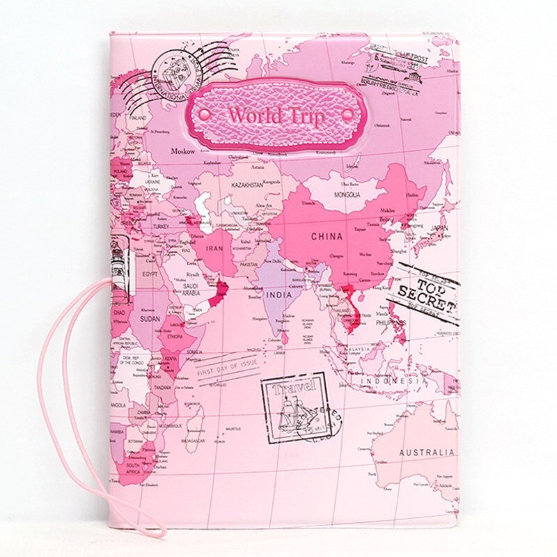 Creatieve Reizen Paspoort Cover Wallet Tas Brief Mannen Vrouwen Pu Lederen Id Adres Holder Draagbare Boarding Reizen Accessoires: Map Pink