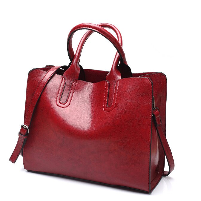 Lederen Handtassen Grote Vrouwen Tas Vrouwelijke Schoudertassen Office Casual Vintage Crossbody Tas Reizen Messenger Bags: Rood