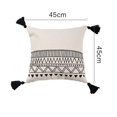 tufting Coperture per Cuscini Geometrica Federa nordico Cotone Macrame Posteriore Cuscino Fodere per Cuscini Nero Bianco Albergo Decorativo Complementi Arredo Casa: A