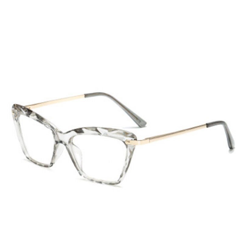 2020 firkantede cat eye overdimensionerede briller kvinder multi-sektion trending mærke optiske computerbriller oculos de sol okulary: Grå