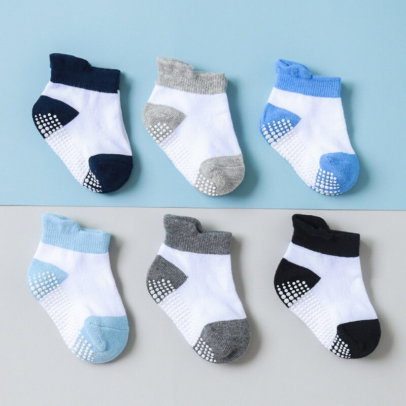 Peuter Katoenen Sokjes Baby Meisjes Jongens Lente-Herfst Vloer Sokken Antislip Zuigeling Kids Sokken Voor 0-5Y 6 Paren/partij