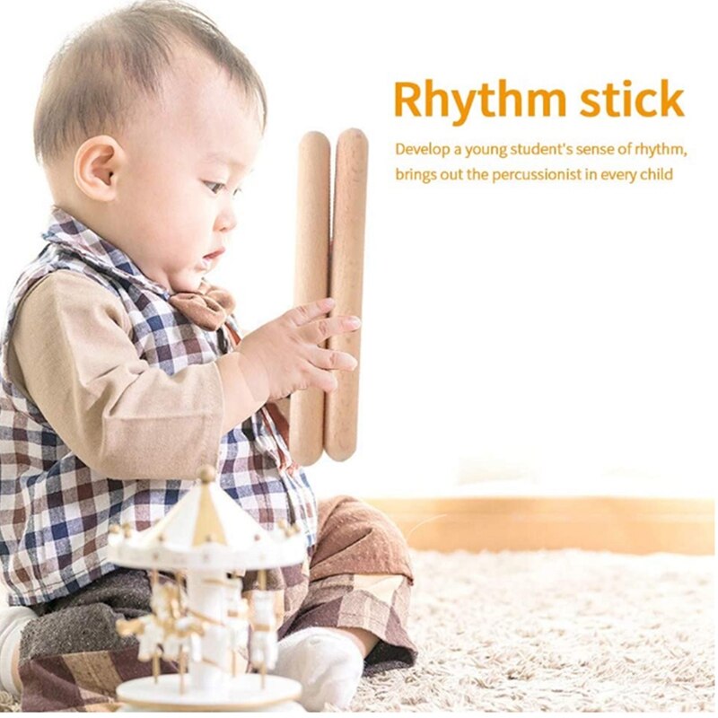 6 pares de clavos de madera, instrumento de percusión Musical, palos de ritmo, palos de ritmo, Juguete Musical para niños