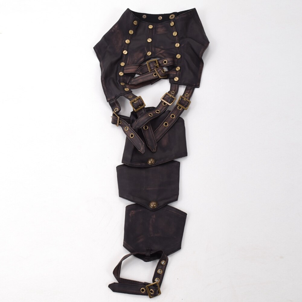 Armure Steampunk unisexe, épaule unique, longue boucle en cuir, chauffe-bras gothique