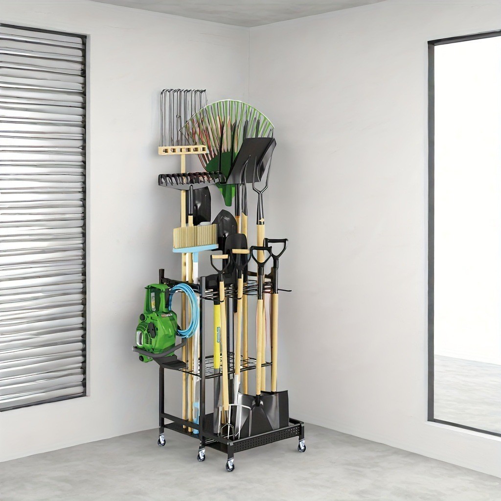 Garden Tool Organizer Garden Tool Stand Yard Tool Tower Rack for Garage Organization and Storage for Long-Handled Rakes Brooms