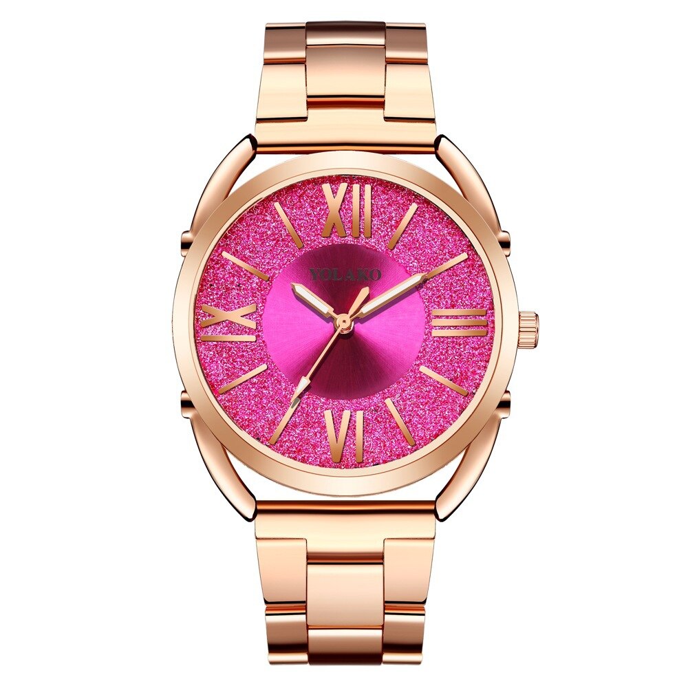 Orologio Donna Vrouwen Legering Band Horloges Luxe Rose Gold Dames Pols Horloges Vrouwen Armband Horloge Voor Vrouwelijke Klok: Rose red