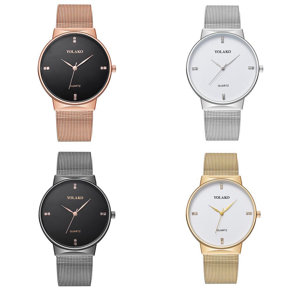 YOLAKO Paar Horloges Voor Liefhebbers Luxe Diamant Rvs Heren Horloge Paar Horloge Voor Liefhebbers Mannelijke Klok Reloj Mujer