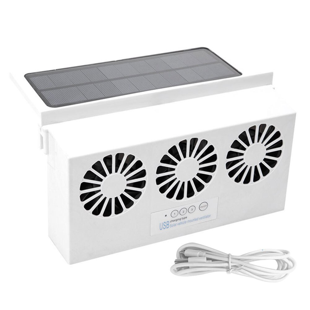 Letni wentylator samochodowy uniwersalna wentylacja okno grzejnik wydechowy zasilany energią słoneczną automatyczny rozpraszanie ciepła ABS dezodorujący odpowietrznik: biały 2