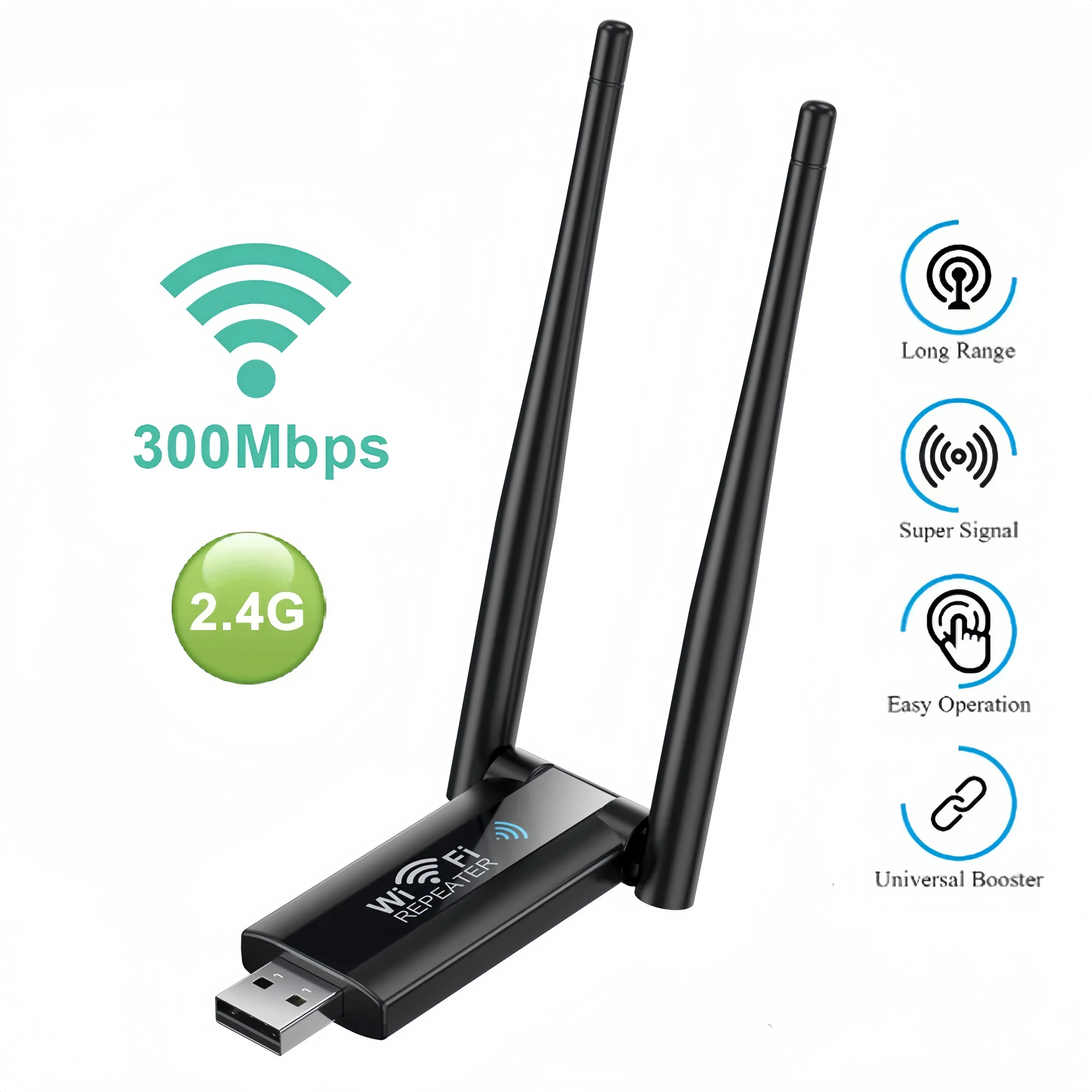 2.4G 300Mbps Wifi Wireless Booster Amplifier Portable USB Repeater Extender Router WiFi Signal Long Range Wi-Fi Repeater Acces