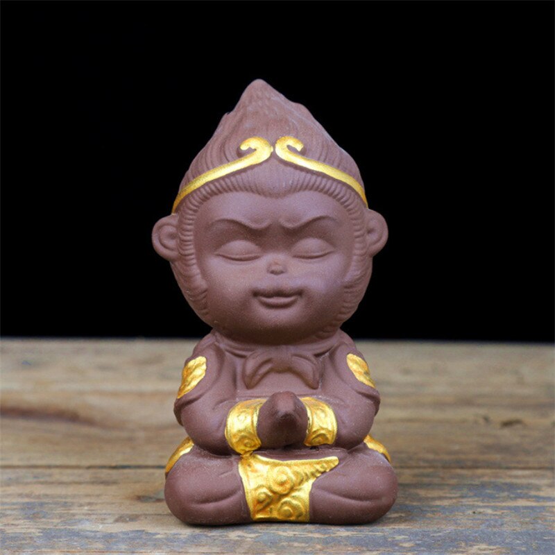 Ceramic Animal Statue Fish Tank Landscape Figurines Monkey King Ornament Tea Pet Home Decoration Accessories Car Craft: E