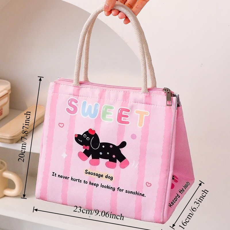 Cute Cartoon Lunch Box for Work and Students, Portable Aluminum Foil Insulated Lunch Box, Large Capacity Picnic Bag: Blue