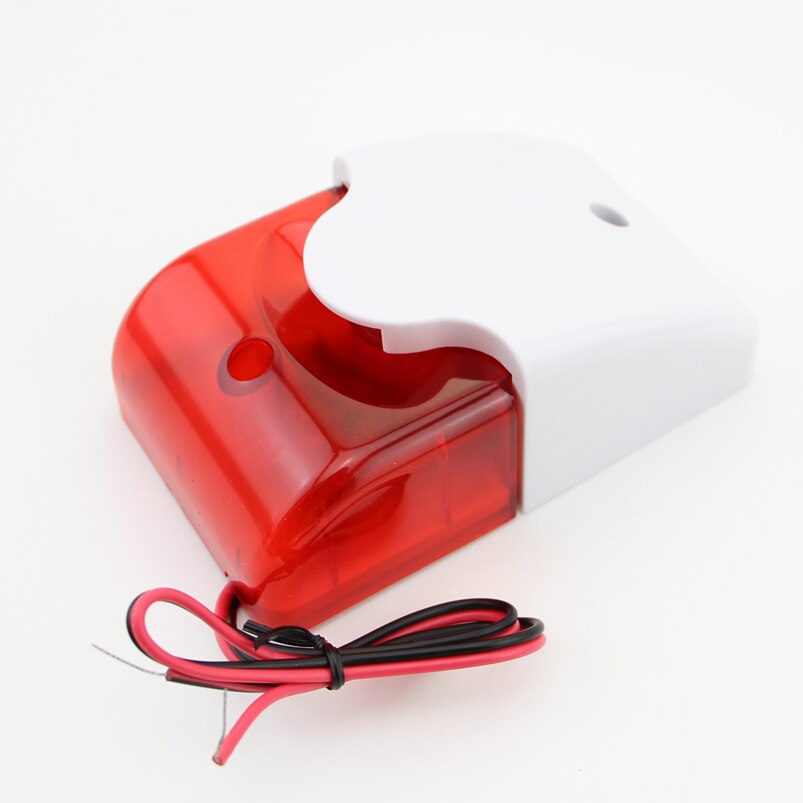 12V Mini Indoor Wired Siren with Red light Flash Sound Home Security Alarm Strobe System 110dB