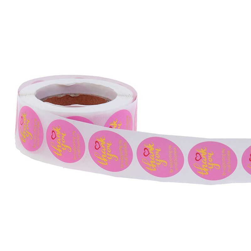 Pegatinas de agradecimiento para decoración de vacaciones, 500 Uds./rollo de pegatinas rosas para Navidad, de cumpleaños, favores, etiquetas, suministros de correo, Festival