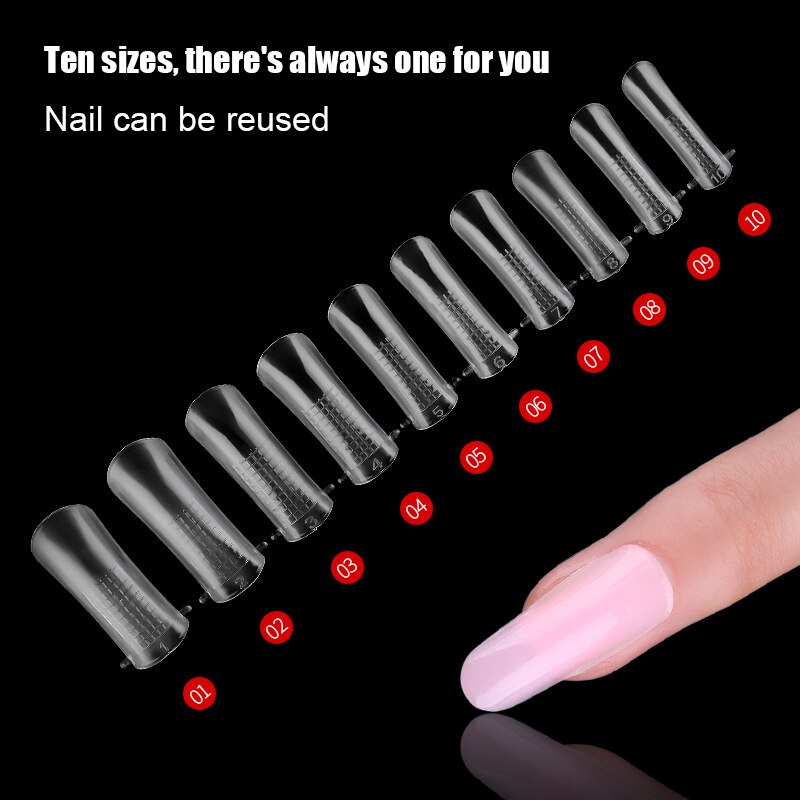 100Pcstransparent Nail Capsule Herbruikbare Nail Extention Model Transparant Quick Verlengen Nail Mold Voor Manicure Wd