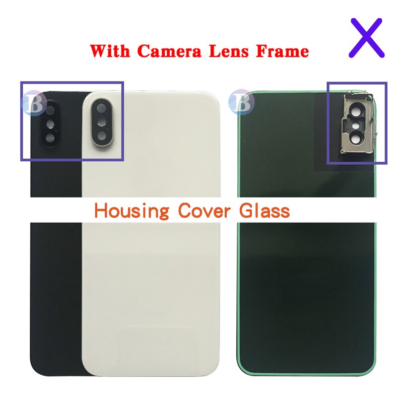 Achterkant van glas voor iphone 8 plus 8g x achterkant behuizing glas batterijklepje achterklep zonder lens of met cameralens