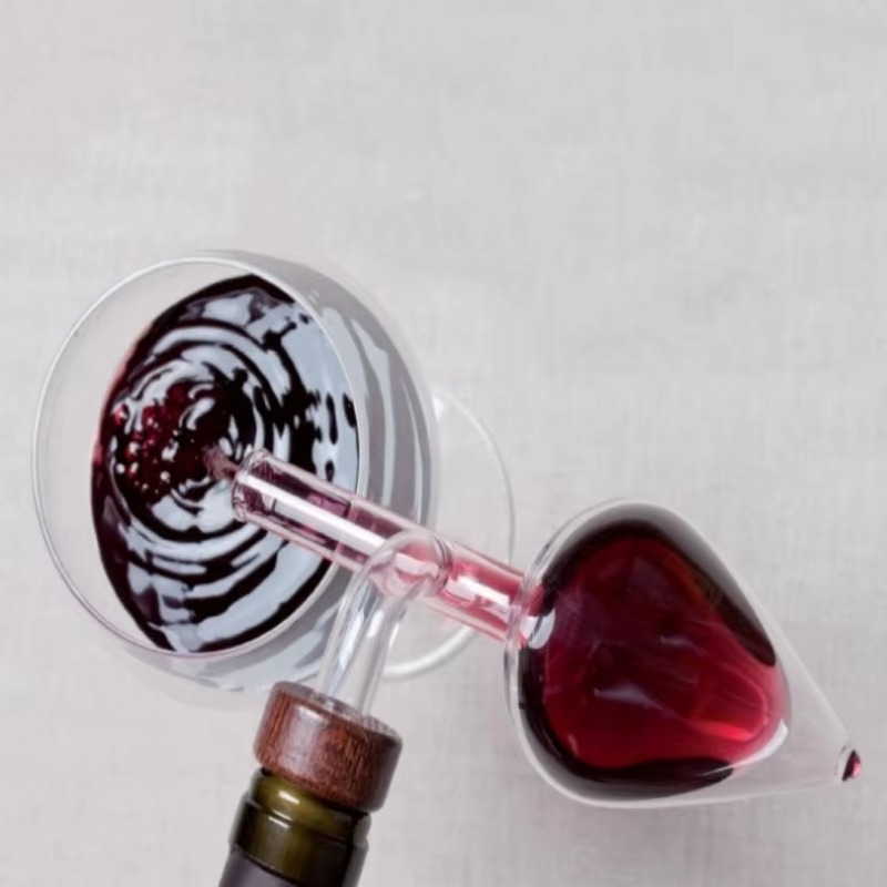 Aireador de vino, vertedor de botella de vino tinto portátil transparente y decantador rápido, aireador de vino tinto transparente redondo/de forma de melocotón