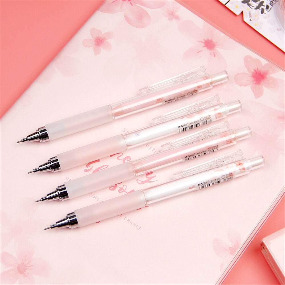 Cute Pink Cherry Blossoms Mechanical Pencils Kawaii Sakuara 0.5mm Automatic Pencils School Stationery Press Pens for Kids