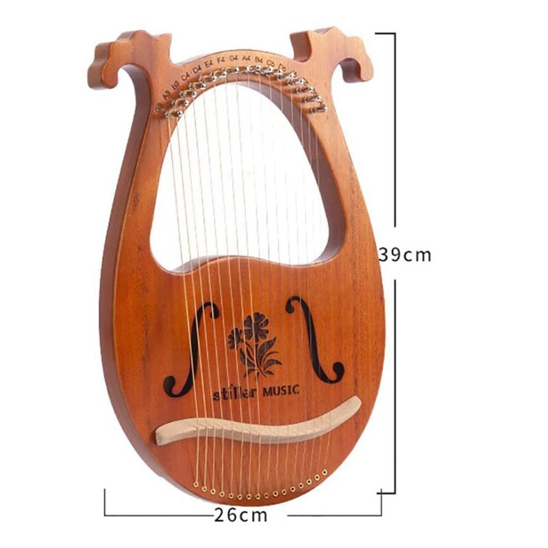 Lier Harp, Griekse Viool, 16 String Harp Massief Hout Mahonie Lier Harp Met Stemsleutel Voor Muziek Liefhebbers Beginners,Etc