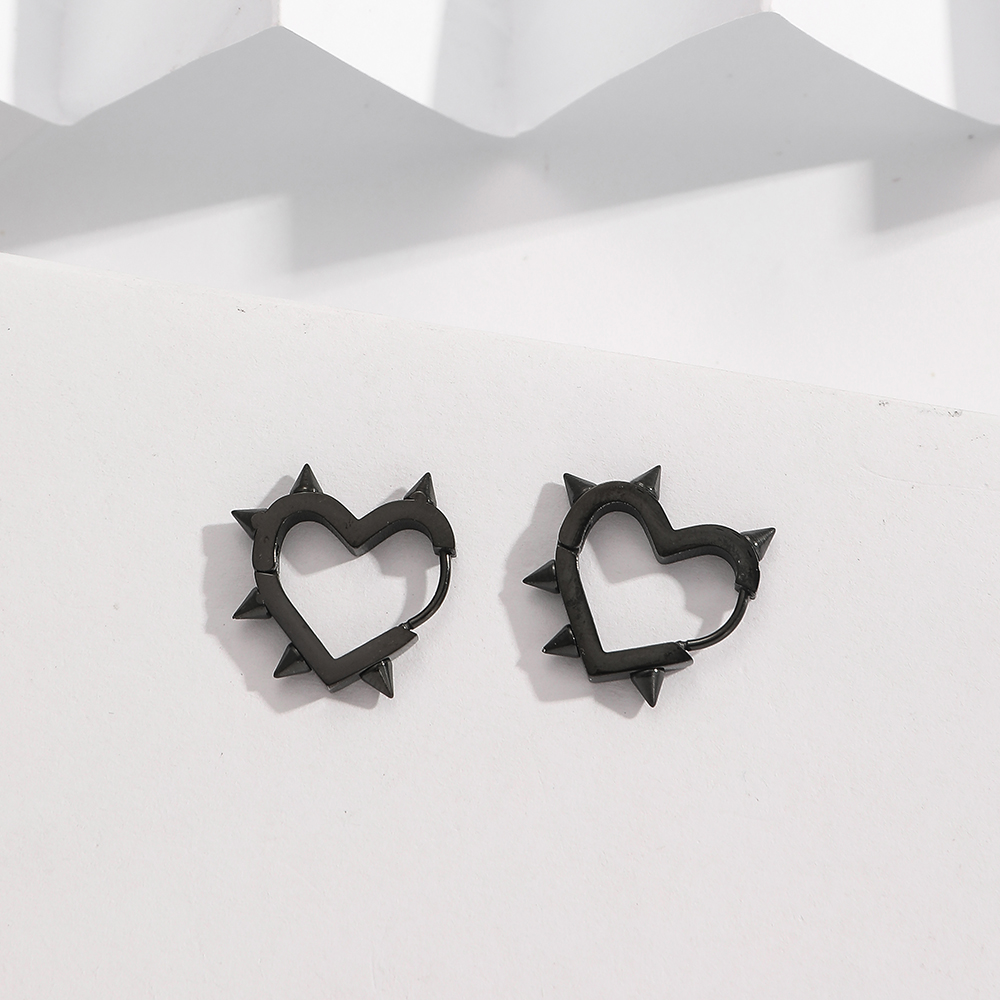 BenS-pendientes de acero inoxidable para mujer, aretes de aro pequeños con corazón espinoso, huggies redondos, joyería de al por mayor E67