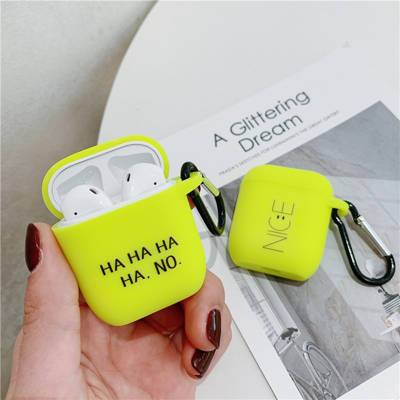 Fluorescent color Simple letter For Airpods Case Cute cartoon Bluetooth Earphone Protective Cover For Airpod 2 soft case