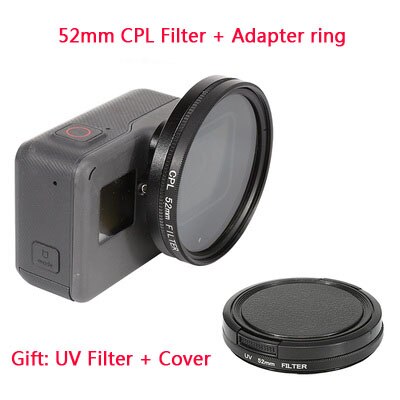 Juego de filtros para GoPro Hero 7, 6, 5, accesorios, lente estrella 52mm ND 4/8/16/ CPL/UV/MC/filtro de color rojo con anillo adaptador de tapa de lente: CPL Filter