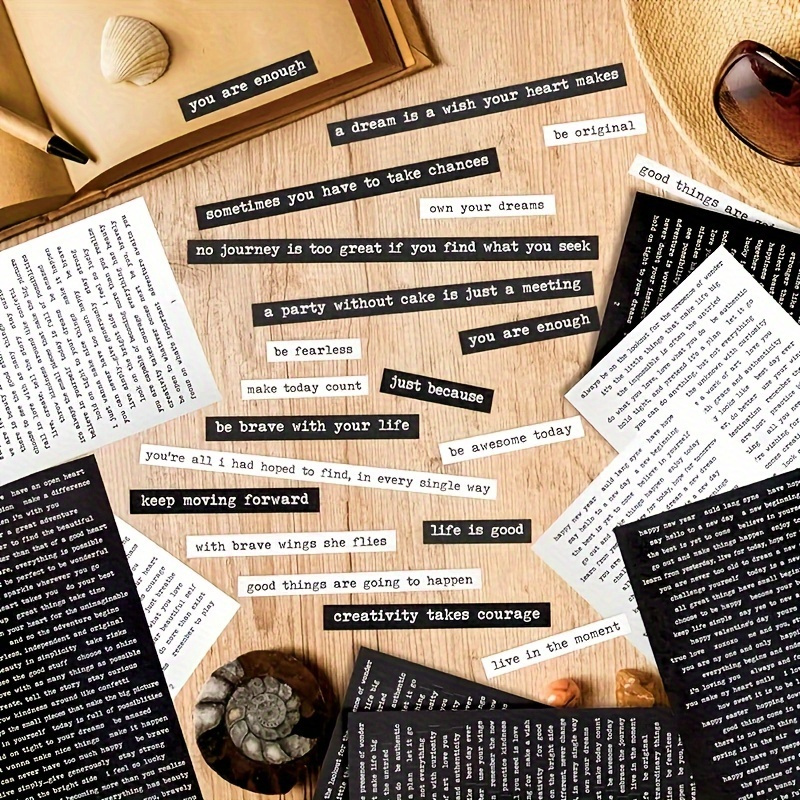 406 inspirerende quote-stickers met positieve tekst voor scrapbooks, dagboeken, planners en doe-het-zelf fotoalbums