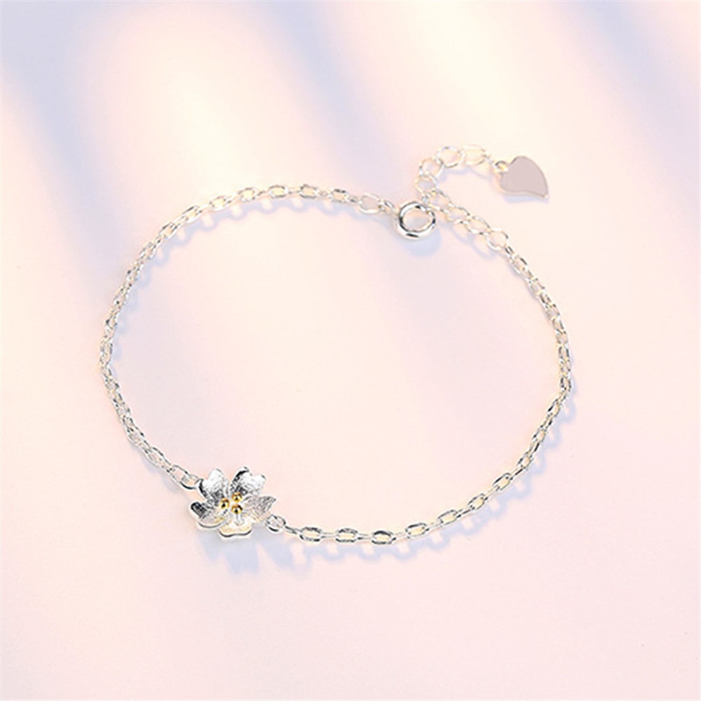 NEHZY nouvelle simple femme fleurs argent bracelet tempérament frais cerise chaîne bracelet bijoux