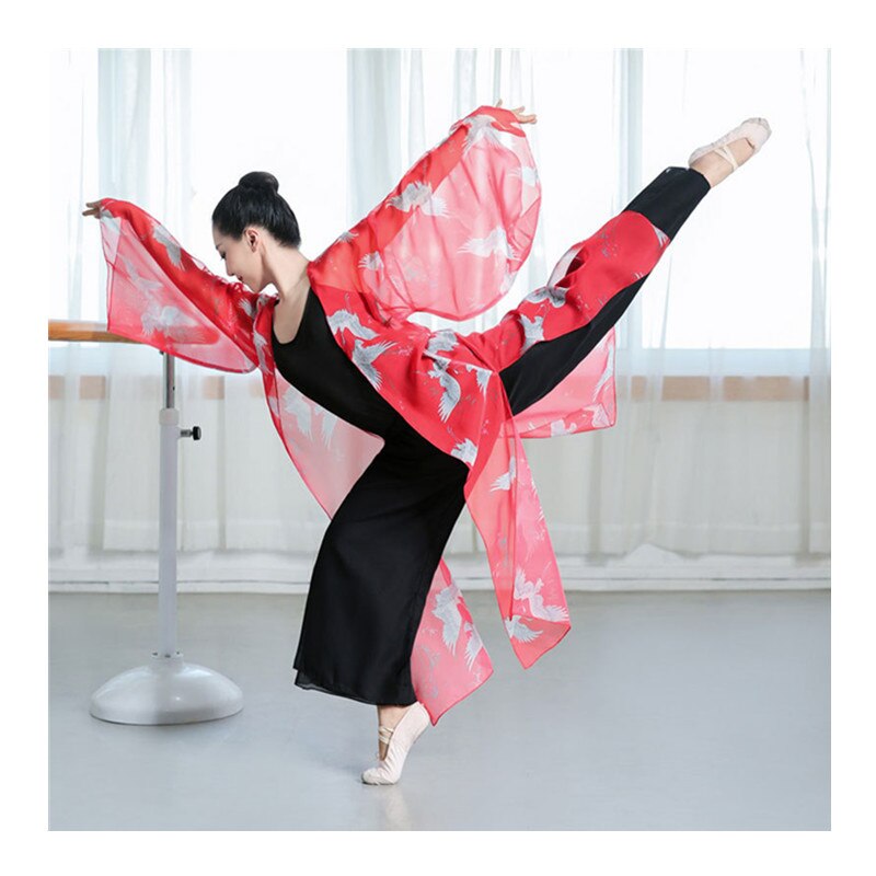 Danza moderna traje de mujer estilo chino dibujo de calavera nacional cárdigan de gasa baile de salón Ballet ropa de baile clásica