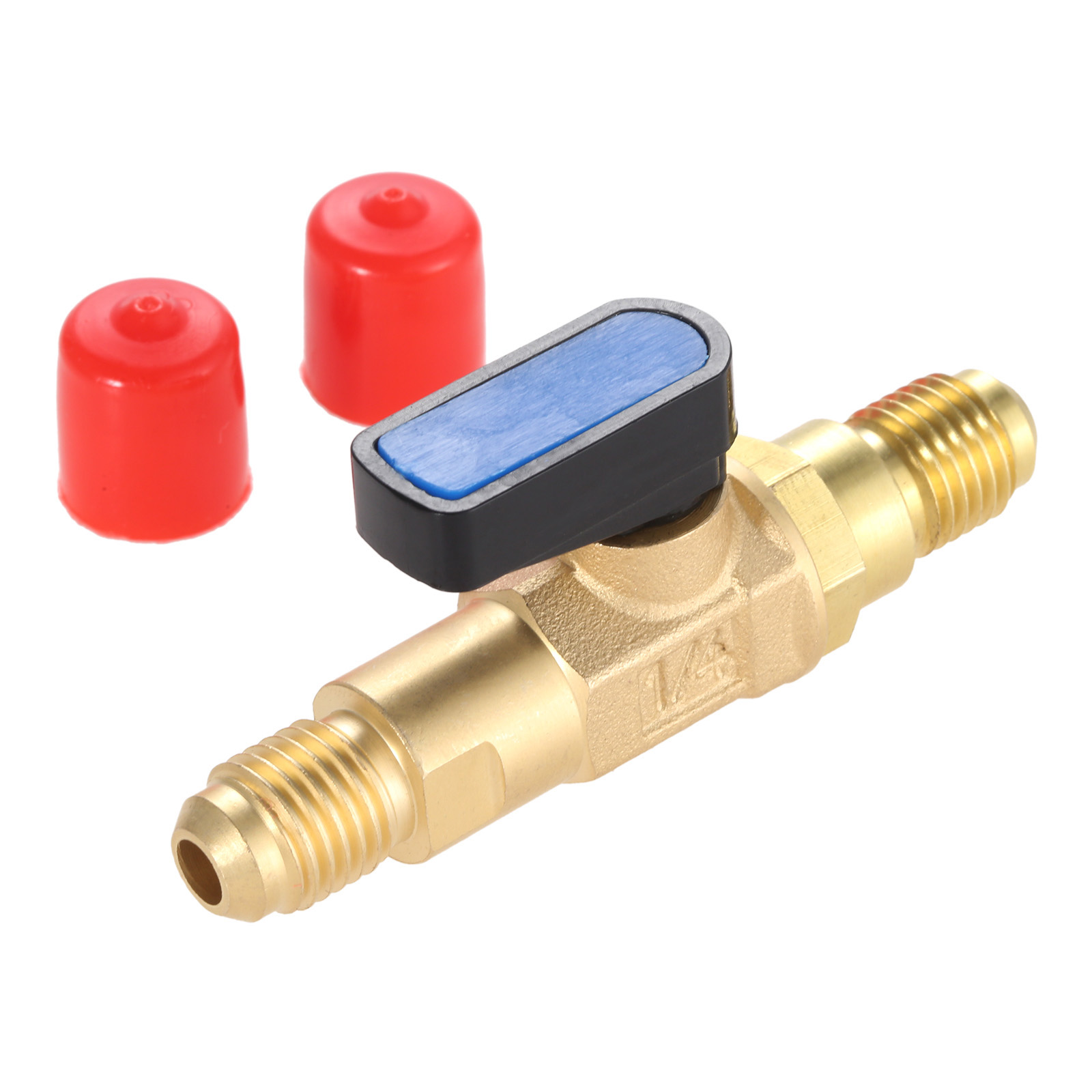 Refrigerant Ball Valve Adapter 1/4" SAE Adapter Air Conditioner Straight Shut-Off Valve for HVAC A/C Fit for R134A R22 R12 R410A