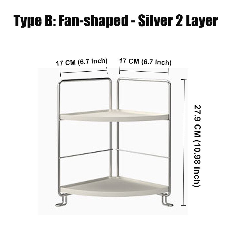 Bathroom Organizer Washroom Vanity Shelf Storage Rack Corner Caddy Tooth Stand Holder Bathtub Tray Adjusted layer Height: 2 Layer B Silver