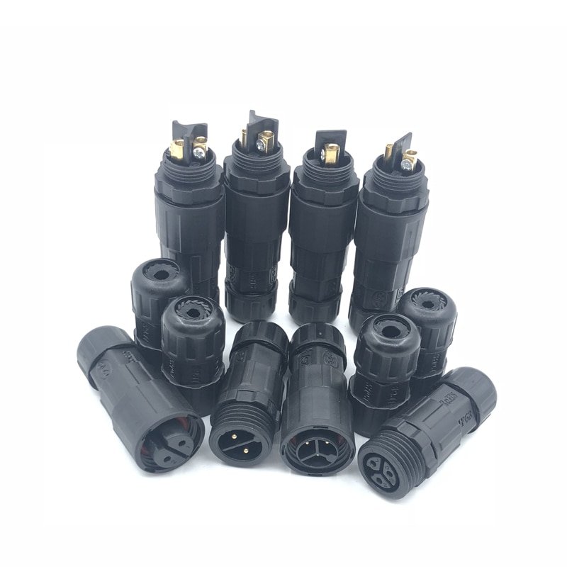 Enchufes macho y hembra M16, Conector de Cable eléctrico impermeable montado, conectores de enchufe de 2 pines, 3 pines, 4 pines, IP68