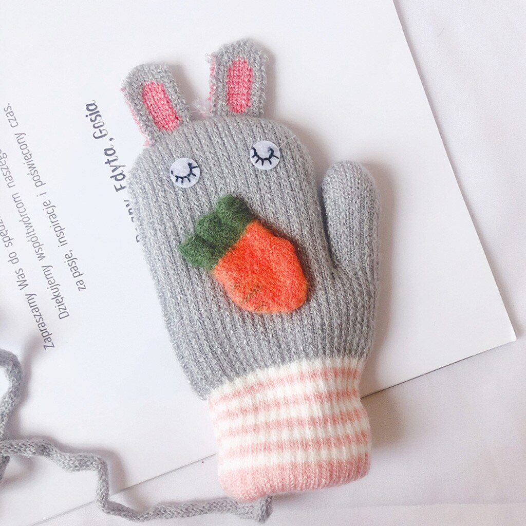Baby Cartoon Full Finger Warm Gloves Thicken Knitted Mittens Gloves Toddler Boys Girls Cute winter mitten Guantes de bebe