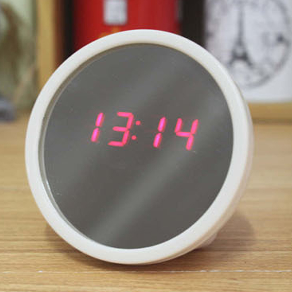 Mini Desktop Digital Clock LED Display Mirror Electronic Noiseless Digital Alarm Clock Mini Children Student Desk Table Clock
