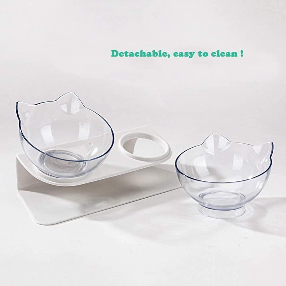 Orthopedic Anti Vomiting Cat Feeder 15 ° Inclined Dog Bowl Transparent AS Material Non Slip Protection Cervical Pet Great