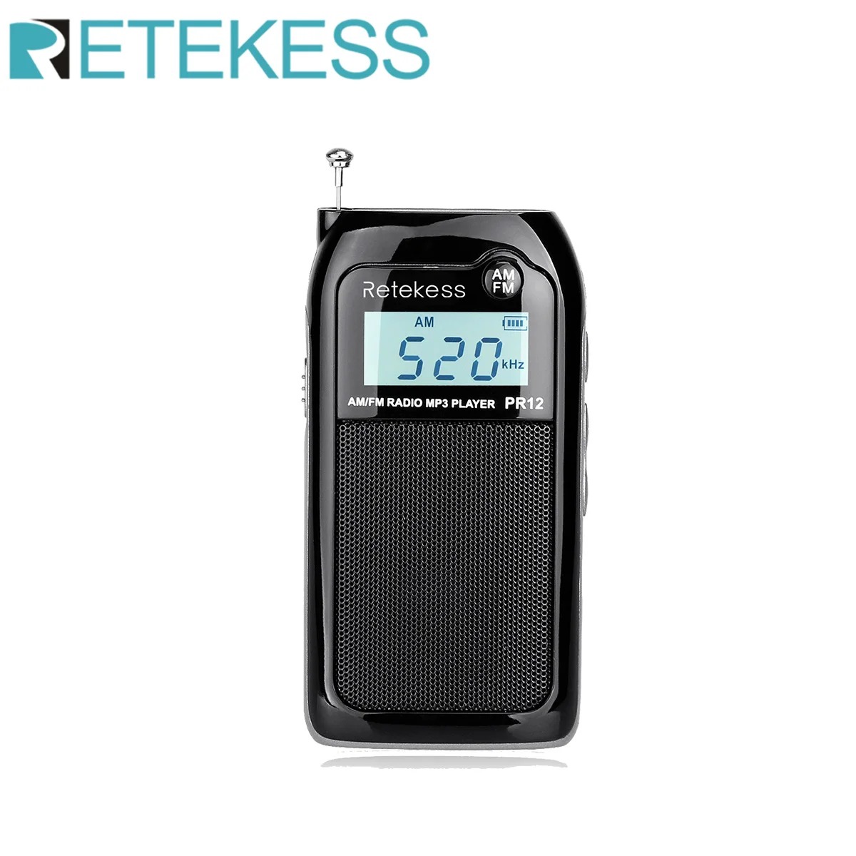 RETEKESS PR12 Radio FM AM Mini Pocket USB Radio MP3 Tragbarer Empfänger Hintergrundbeleuchtetes Display Digitale Stereo-Unterstützung TF-Karte für ältere Menschen