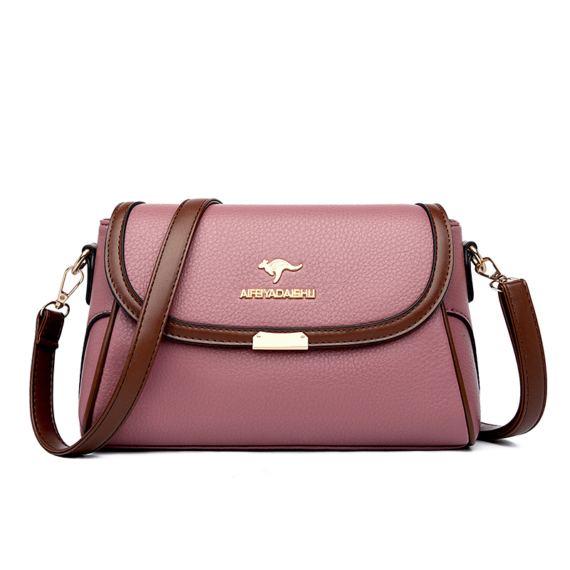 Effen Kleur Lederen Kleine Schoudertassen Voor Vrouwen 2024 Messenger Tassen Met Strapdesigner Crossbody Tas Sac Amain: Blauw