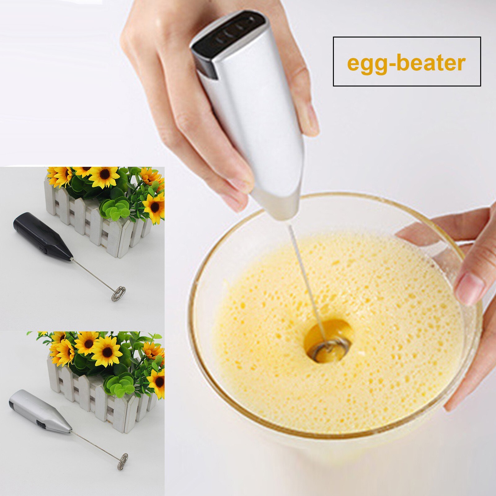 1Pc Melk Drinken Koffie Whisk Mixer Elektrische Eiklopper Frother Foamer Mini Handvat Stirrer Praktische Keuken Koken Tool # p30