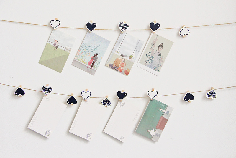 10 Pcs Hart 45X7 Mm Diy Zwart Wit Grote Hout Wasknijpers Wasknijper Clips Office Party Decoratie Accessoires foto Opknoping Pinnen