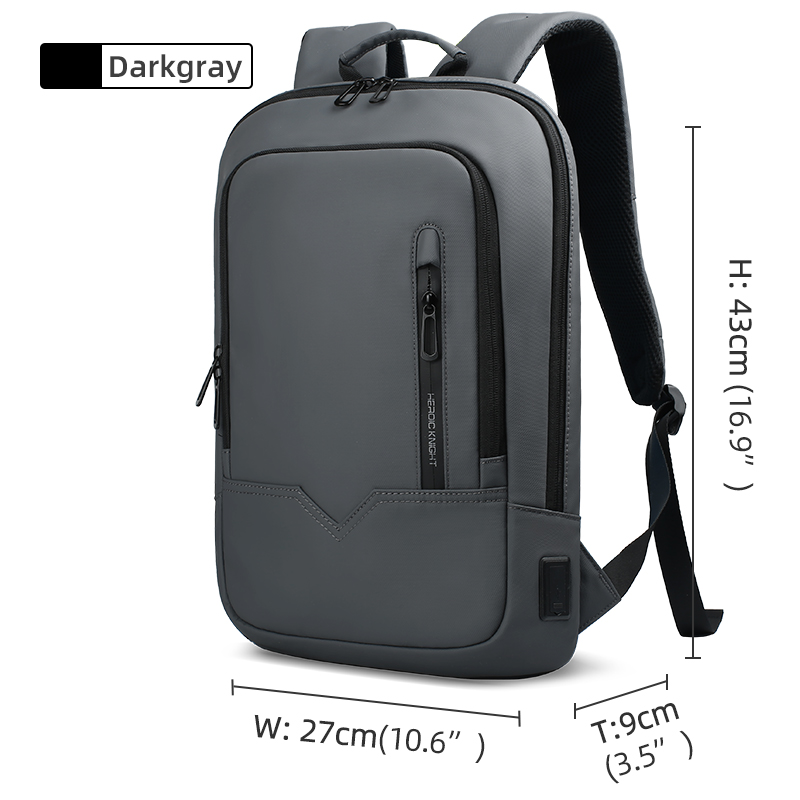Heróico cavaleiro masculino mochila de negócios fino à prova dwaterproof água 14 "bolsa para portátil leve faculdade mochila moda feminina preto: Cinza escuro