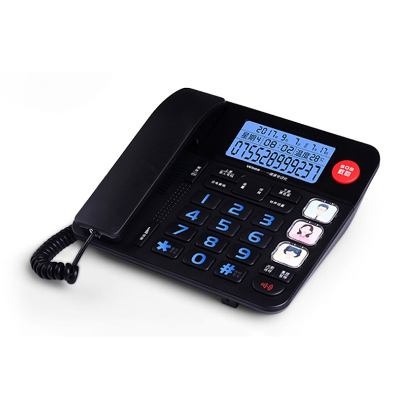 Snoer Amplified Vaste Telefoon Met Speakerphone En Fotolijst Knoppen, Sos Voor Hulp, Backlight, blacklist Voor Ouderen Senioren