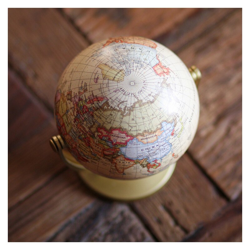 Vintage piedestal engelsk udgave globus verdenskort dekoration jordklod med guld base geografi terrestrisk tellurion