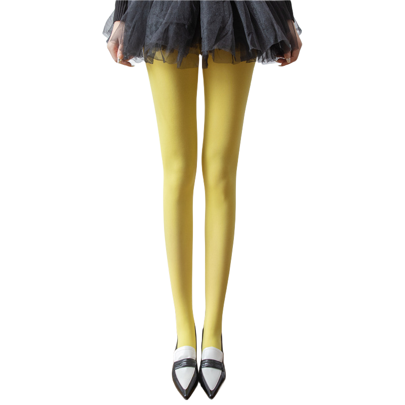 2025 Lente vrouwen 80D Denier Fluwelen Ondoorzichtige Panty Dames Kleurrijke Panty Stretch Panty Dressing Dopamine Kleuren: YELLOW